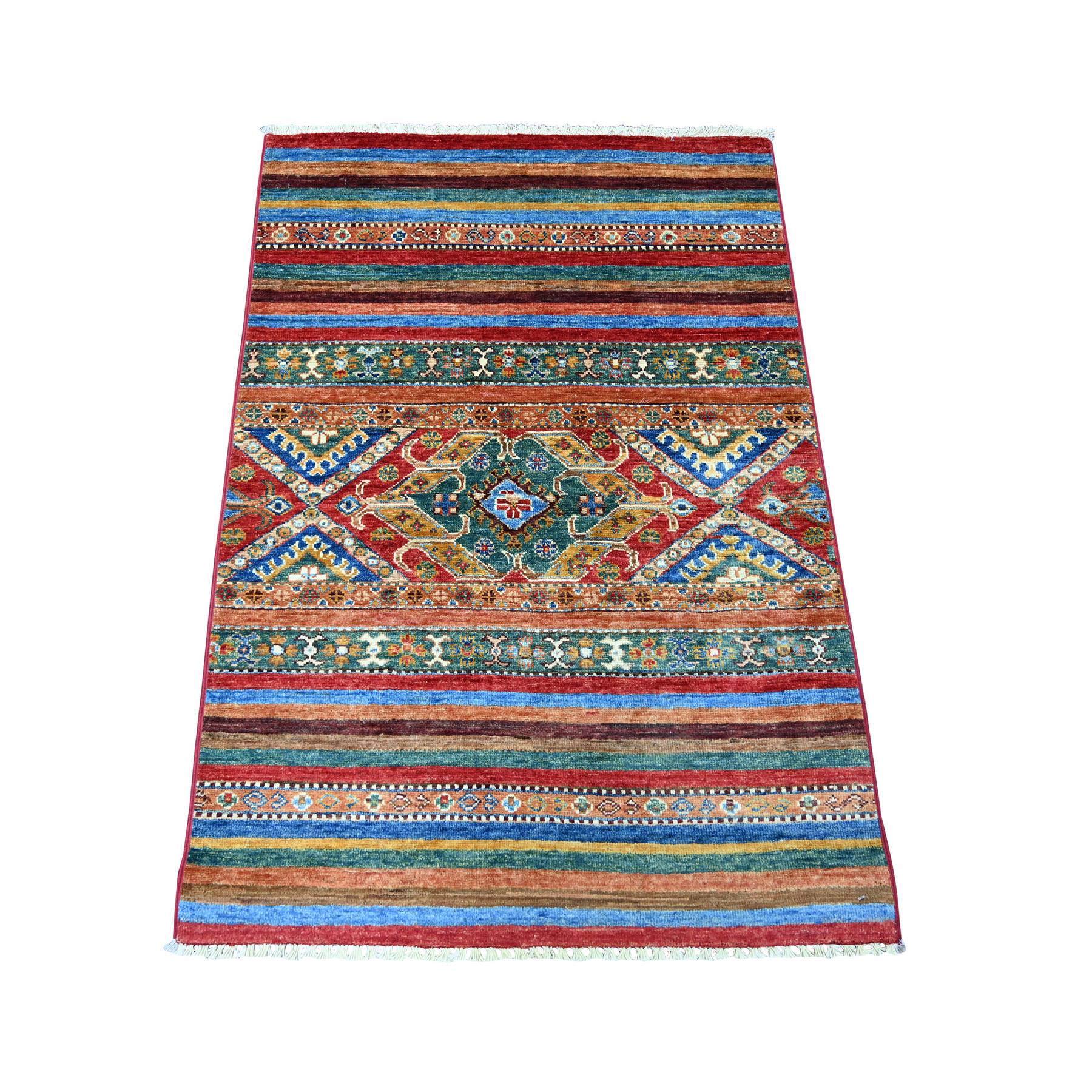 Tawny Brown, Afghan Super Kazak with Khorjin Design, Hand Knotted, Pure Wool, Vegetable Dyes, Mat, Sample, Oriental Rug
